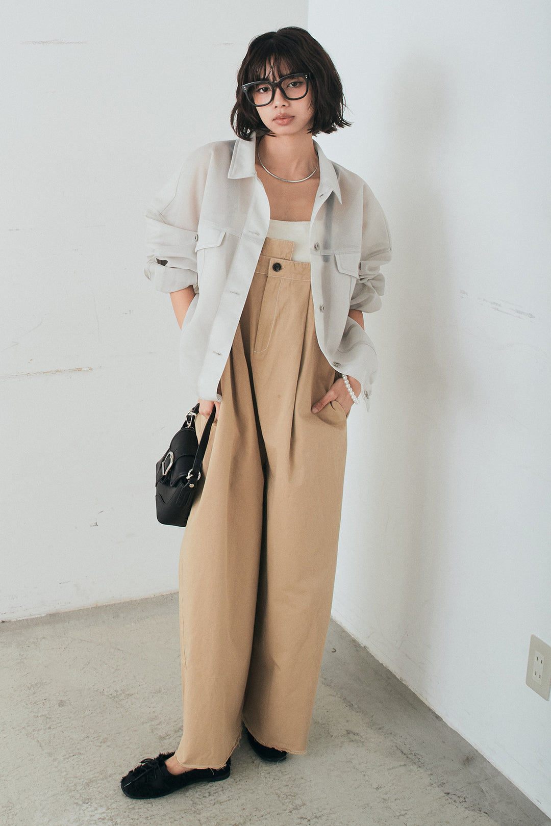 [SET]シアーダンボールサイドドロストジャケット+綿ツイルアシメサロペット(2set)