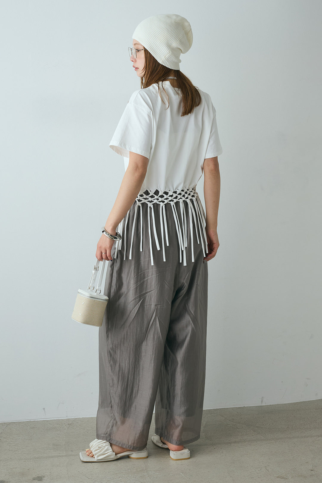 [SET]裾フリンジデザインTシャツ+カーブシアーパンツ(2set)