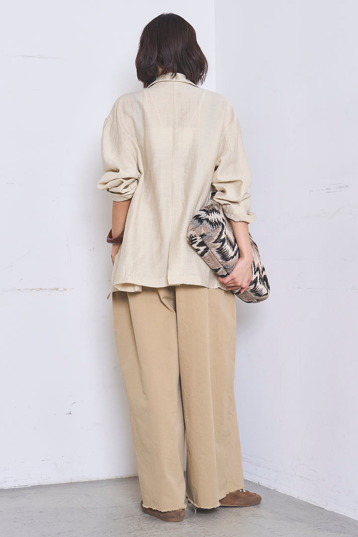 [SET]リネンブレンドテーラードシアージャケット+綿ツイルアシメサロペット(2set)