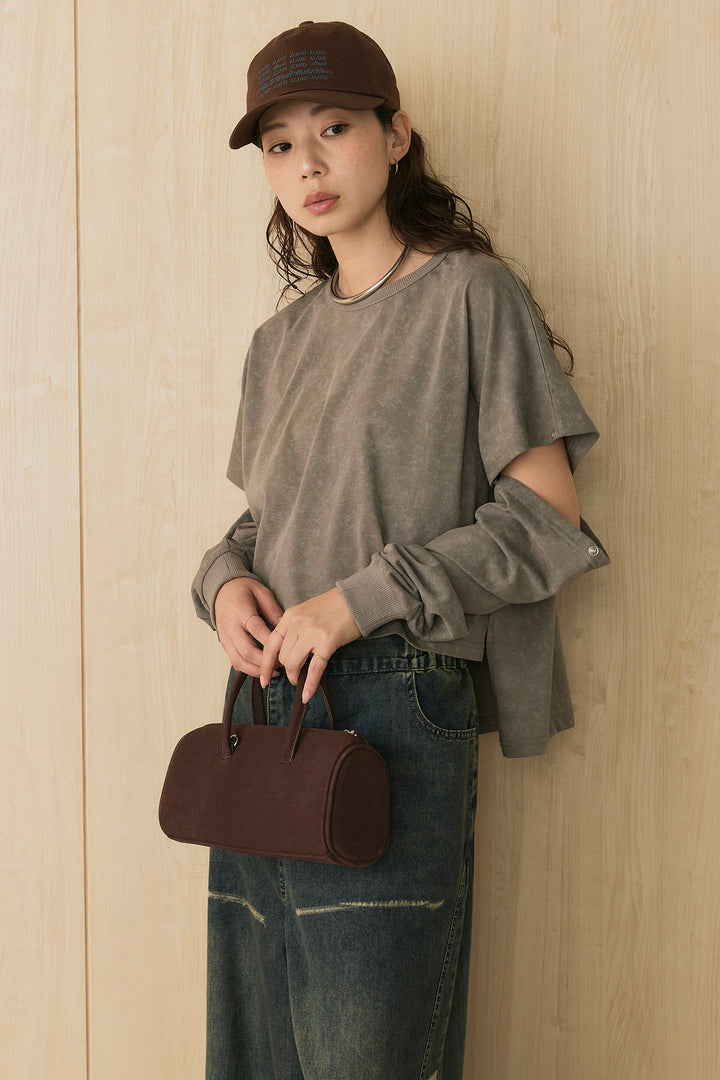 [SET]セパレートフェードTシャツ+ランダムダメージデニムワイドパンツ(2set)