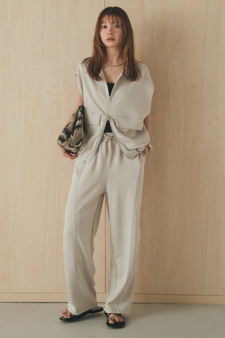 [SET]ボンディング生地ジップベスト+ボンディング生地コクーンパンツ(2set)