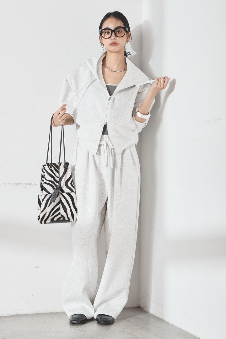 [SET]スウェットドルマンジップフードパーカー+スウェットコクーンイージーパンツ(2set)