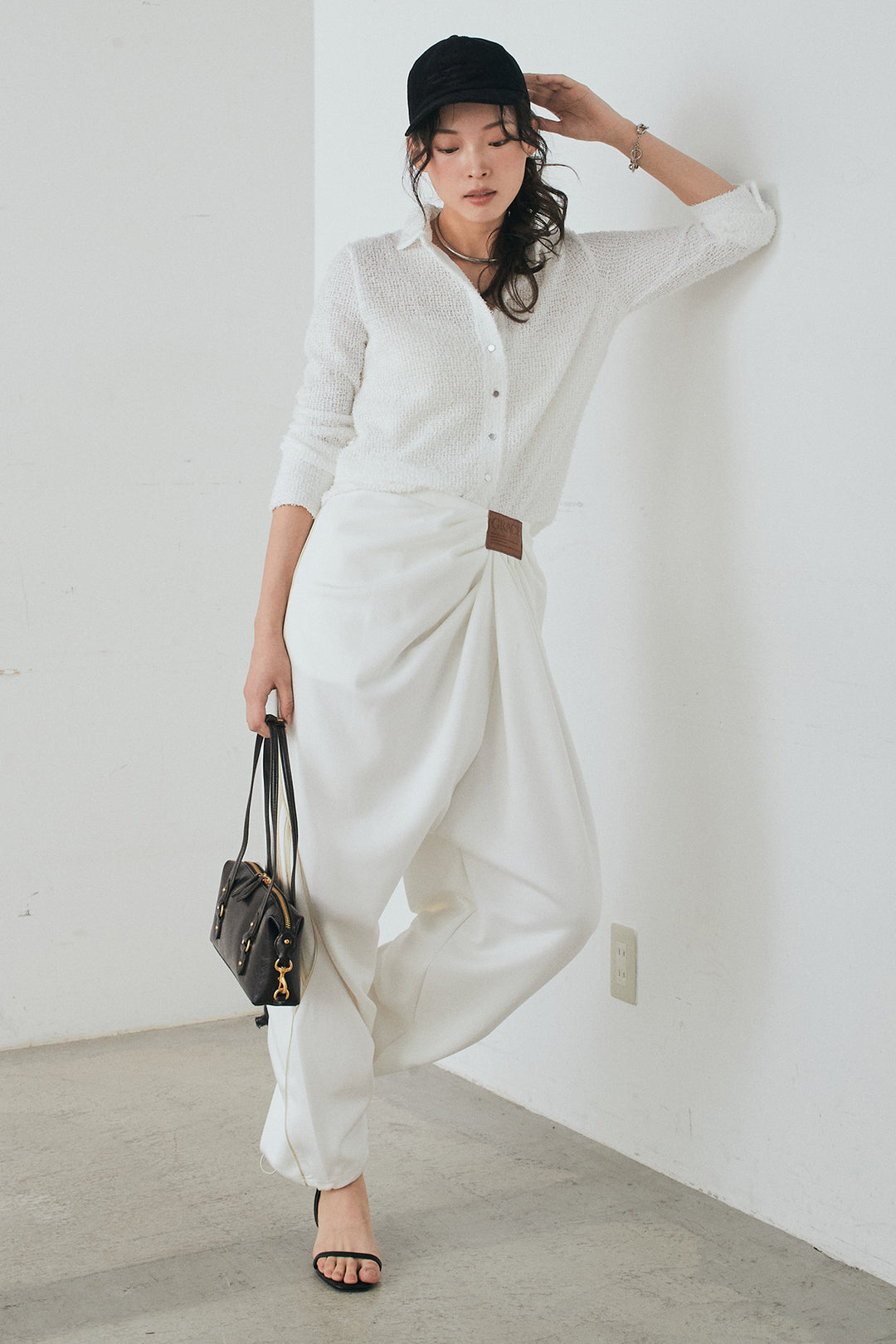 [SET]カールヤーンシャツ+ライトダンボールウェーブラインドレープパンツ(2set)