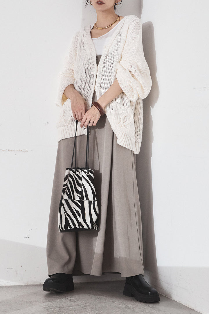 [SET]コード刺繍リラックスニットカーディガン+フレアリラックスキャミワンピース(2set)