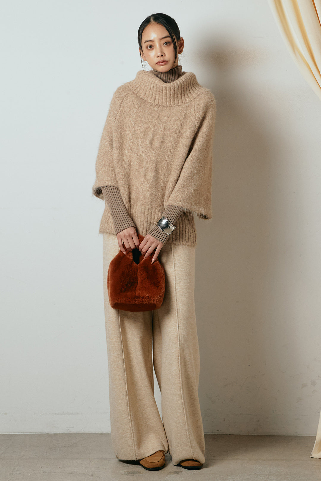 [SET]起毛ミディアムスリーブニットトップス+センターラインニットパンツ(2set)