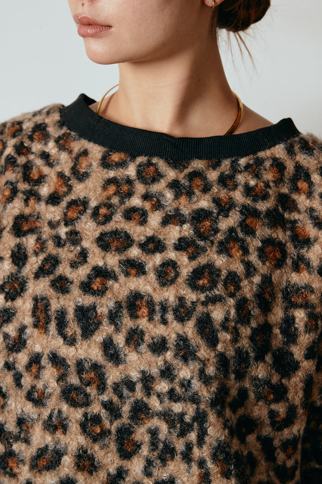 レオパード柄ボアトップス/コーヒー