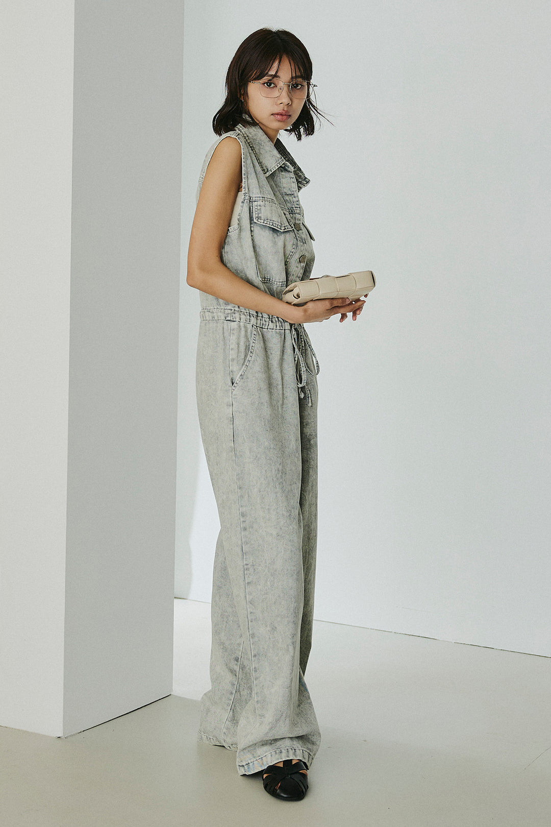 [SET]ケミカルデニムノースリロンパース