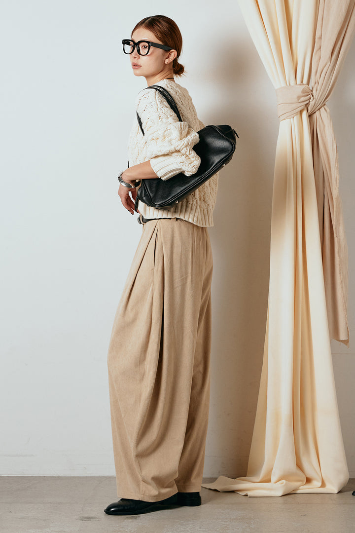 [SET]バルキーケーブルプルオーバー+コーデュロイサイドタックコクーンパンツ(2set)