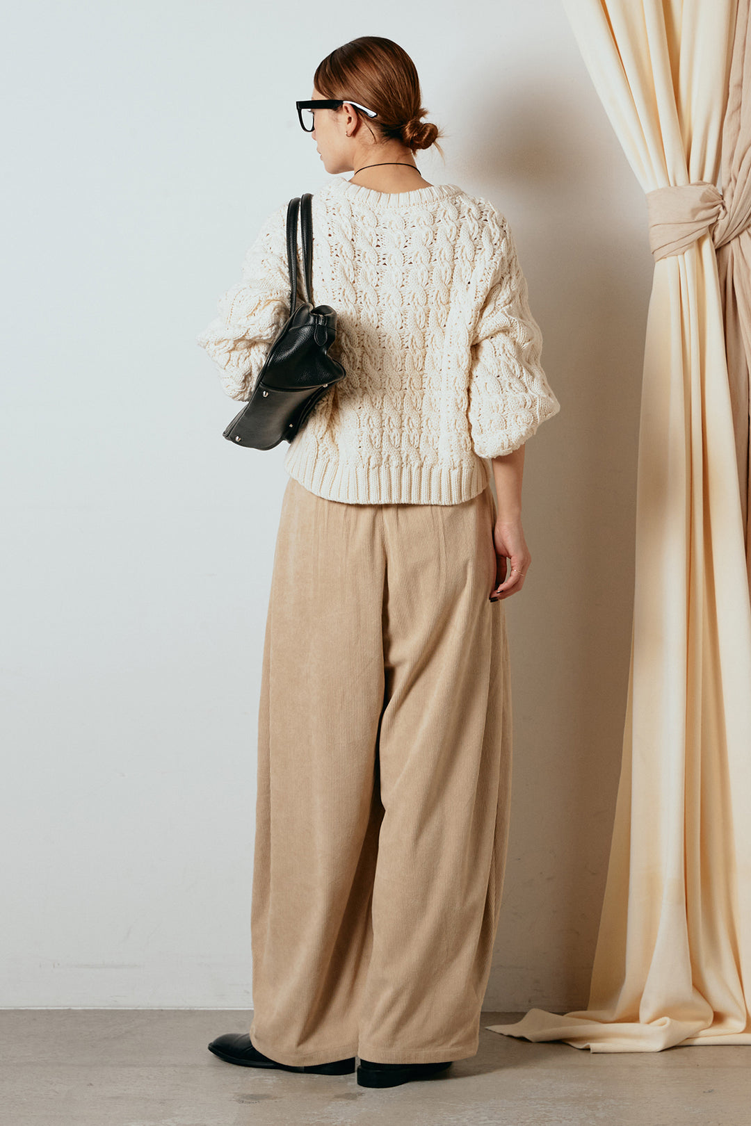 [SET]バルキーケーブルプルオーバー+コーデュロイサイドタックコクーンパンツ(2set)