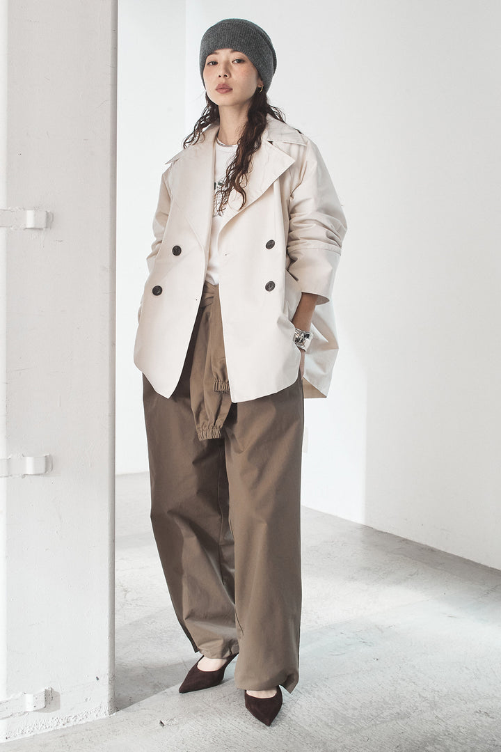 [SET]ナイロントレンチコート+合繊ツイルスタンドウエスト巻きジョガーパンツ(2set)