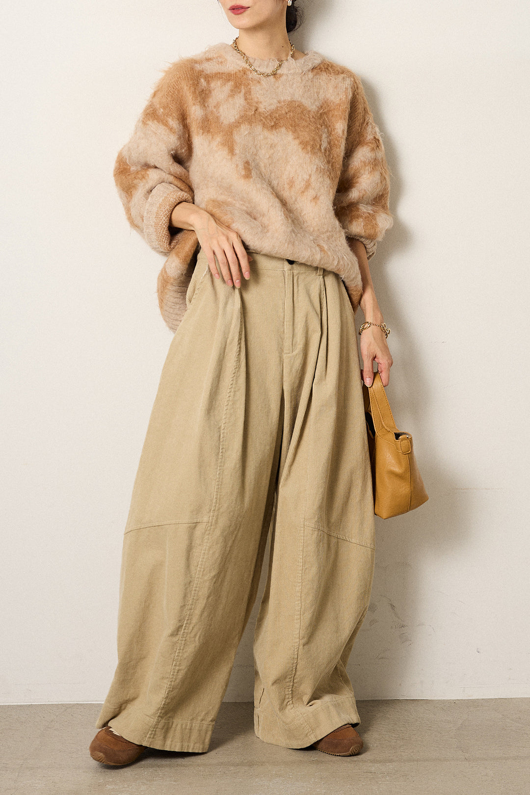 【着回しセット】[SET]モヘアタッチマーブルニット+モヘアタッチマーブルニット+タック入りコーデュロイワイドパンツ(3set)