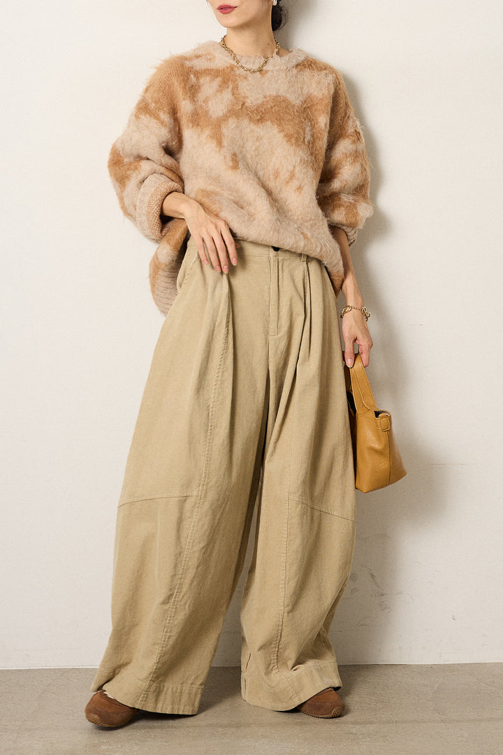 【着回しセット】[SET]モヘアタッチマーブルニット+モヘアタッチマーブルニット+タック入りコーデュロイワイドパンツ(3set)