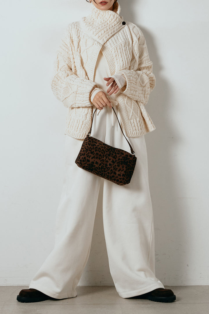 [SET]ビッグカラーケーブル編みニットトップス+2WAY袖コード刺繍クルーネックプルオーバー+裏起毛スウェットワイドパンツ(3set)