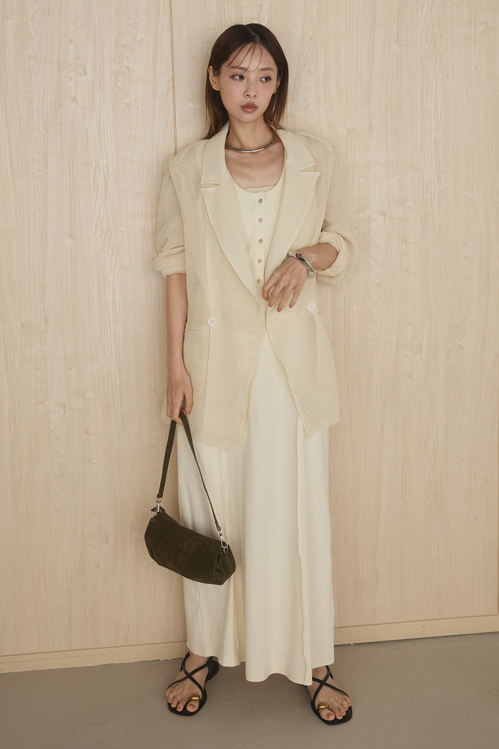 [SET]メッシュテーラードワイドジャケット+ノースリロングワンピース(2set)