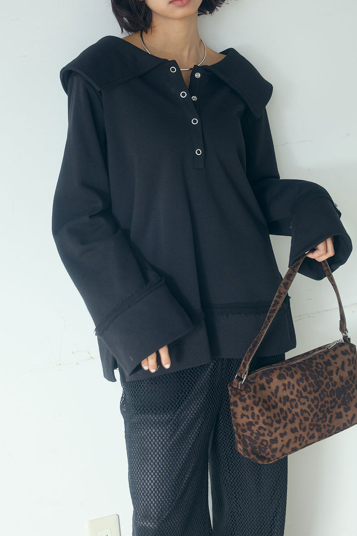 [SET]ビッグカラー2WAYスウェットトップス+メッシュリラックスパンツ(2set)