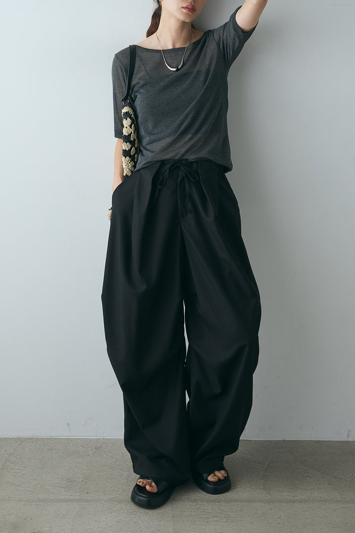 [SET]シアーバックオープンプルオーバー+デザインタックパンツ(2set)