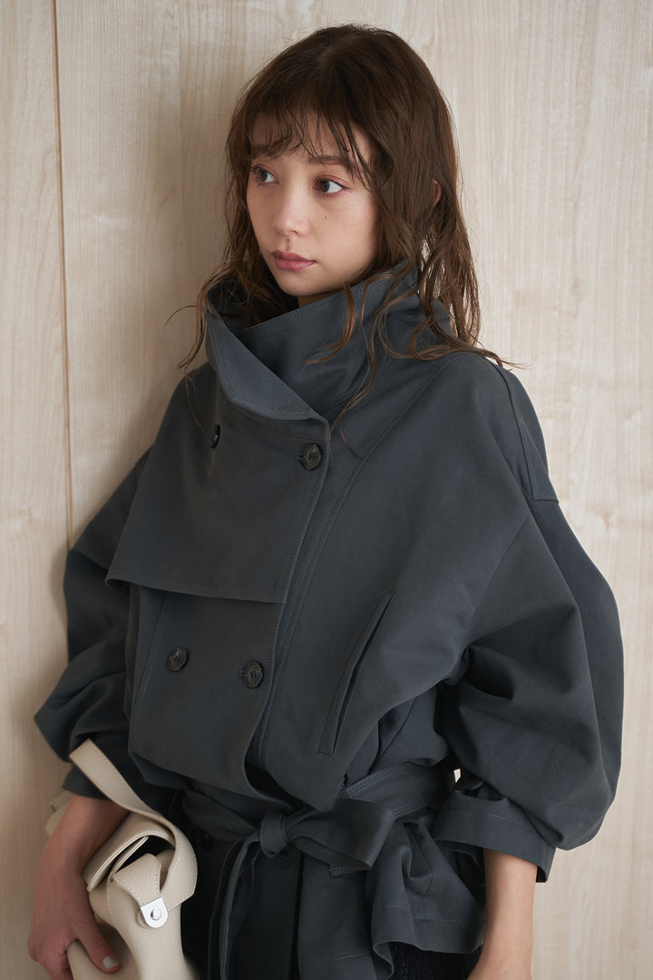 [SET]オーバーサイズダブルボタントレンチコート+クロシェナローマキシスカート(2set)