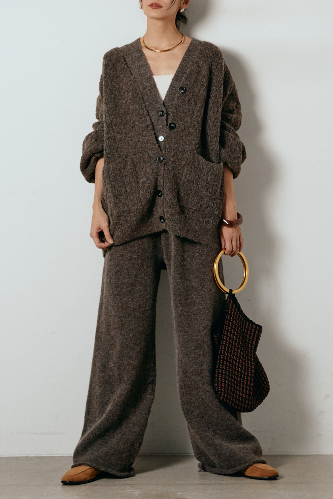 [SET]3ピースフロントボタンニットSETUP