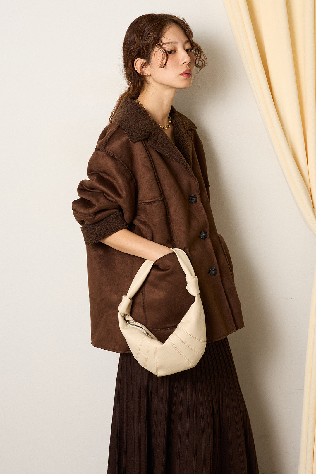 [SET]エコムートンカバーオール+編み地切り替えフレアニットスカート(2set)