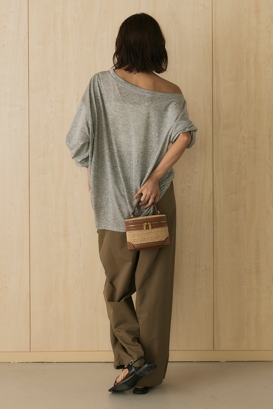 [SET]ヴィンテージグラフィックロンT+合繊ツイルスタンドウエスト巻きジョガーパンツ(2set)