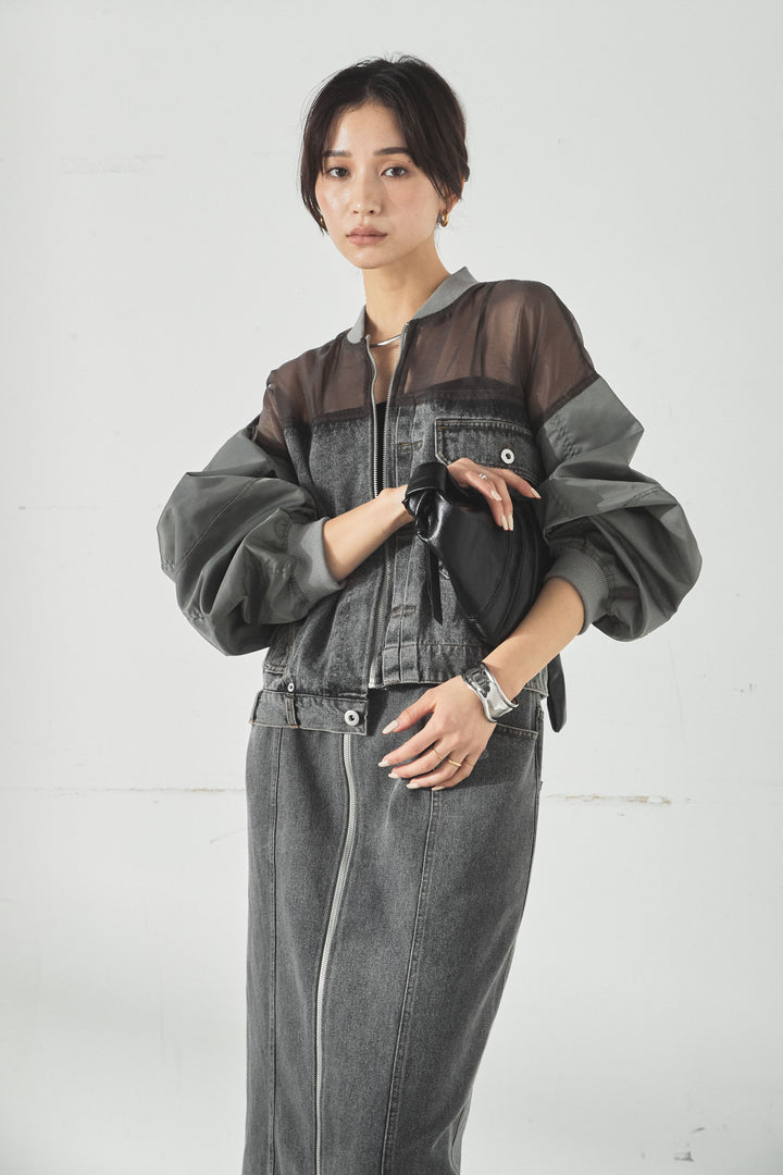 デニムコンビネーションブルゾン