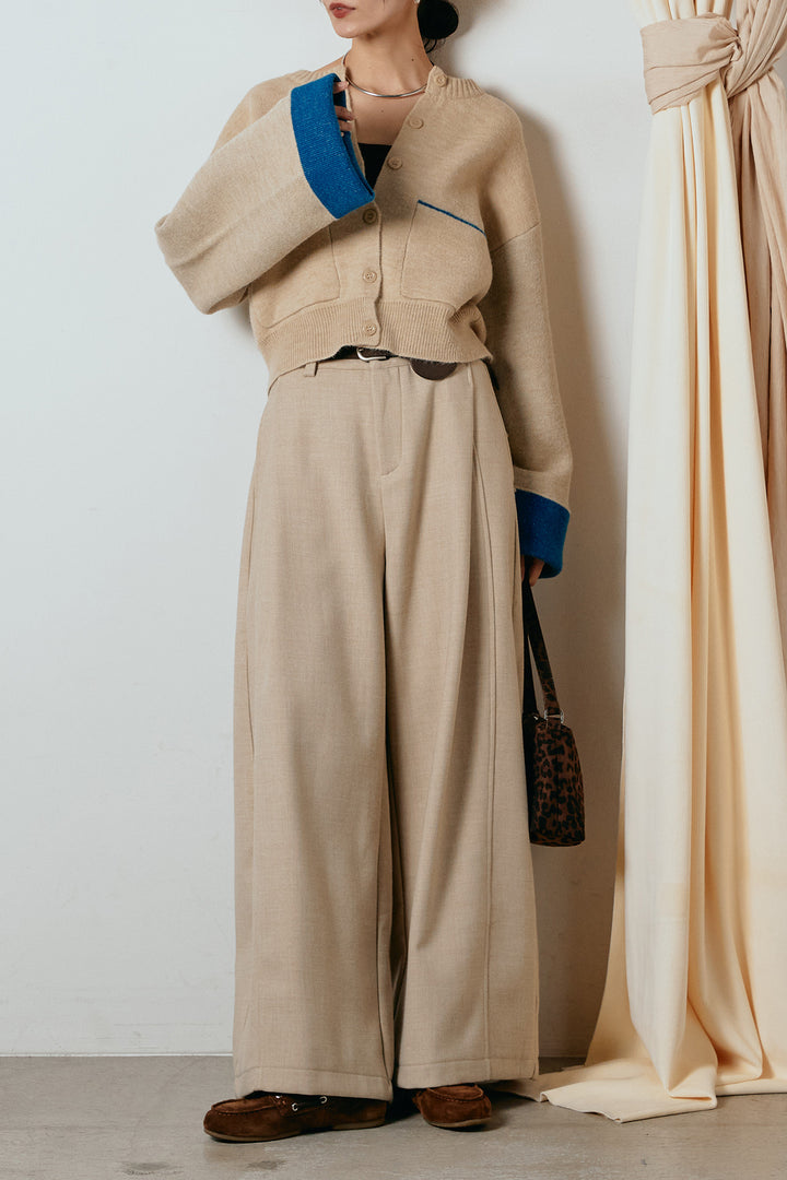 [SET]アルパカタッチダブルフェイスカーディガン+ポーチベルト付きカーブパンツ(2set)