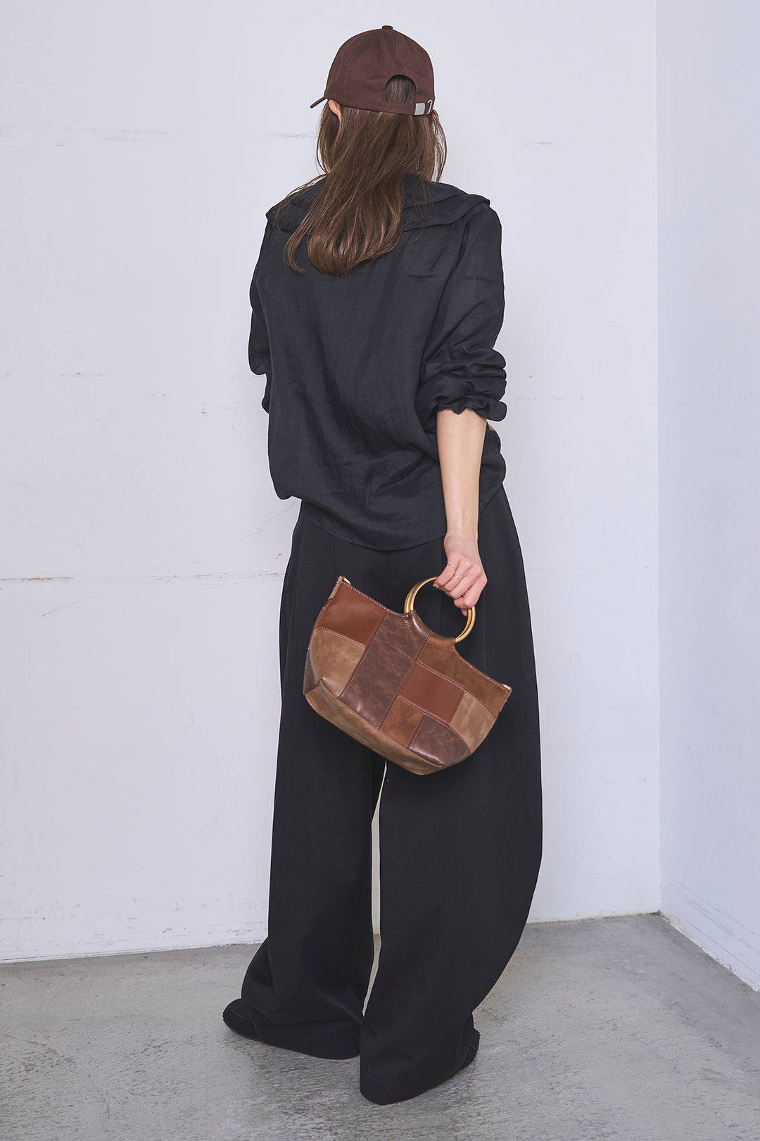 [SET]フリルボタンブラウス+紐ベルト付きカーブワイドパンツ(2set)