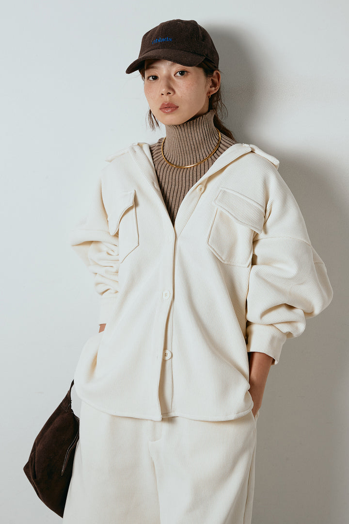 [SET]襟付きコーデュロイポケットシャツ+リブニットシームレスタートルプルオーバー+リラックスコーデュロイハーフパンツ(3set)