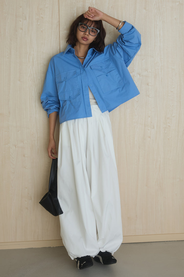 [SET]ビッグポケットシャツ+裾絞りワイドパンツ(2set)