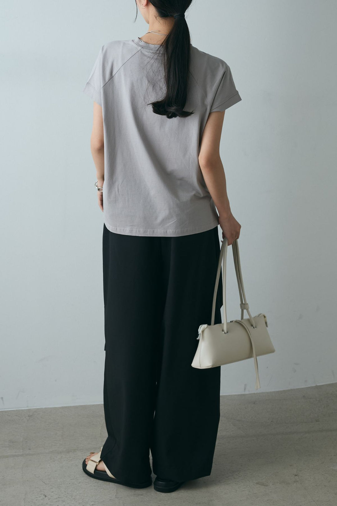 [SET]フォトプリントラグランTシャツ+ランダムタック入りワイドパンツ(2set)