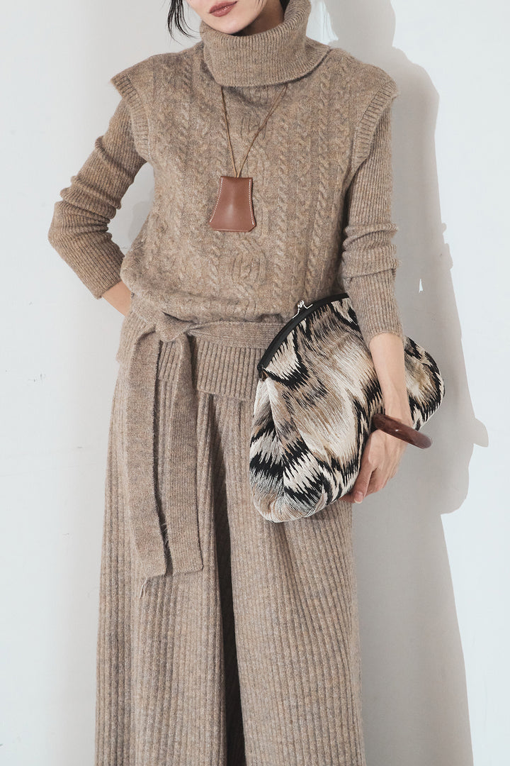 [SET]3ピースハイネックニットベストSETUP