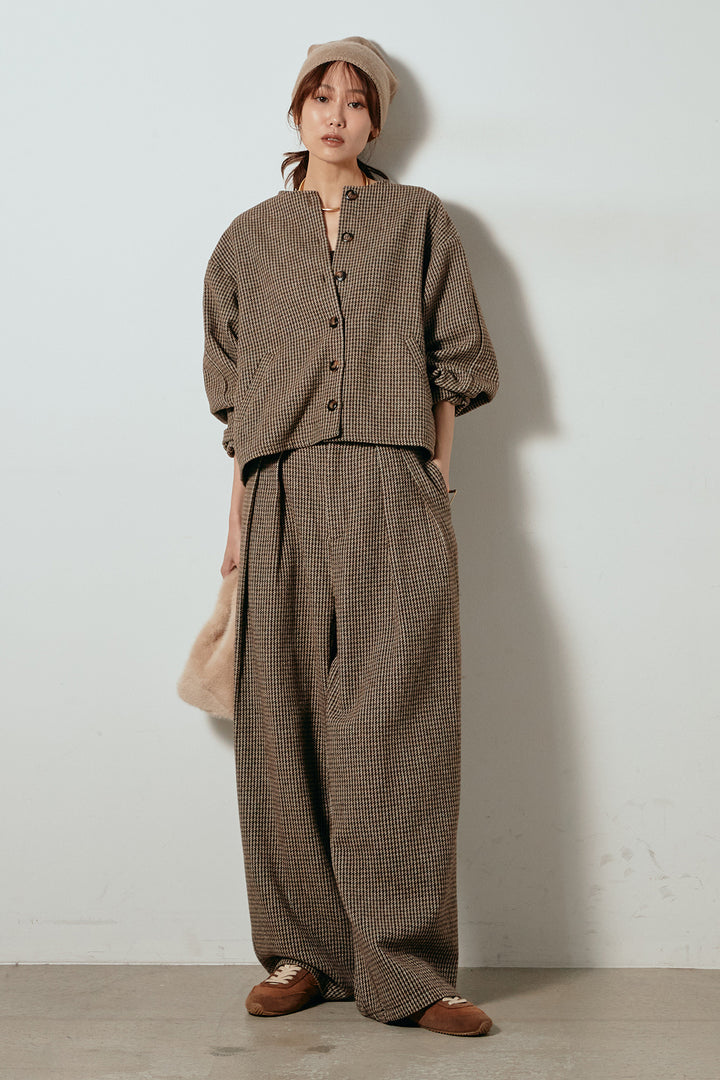 [SET]ノーカラーガンクラブチェックジャケット+ガンクラブチェックタックパンツ(2set)