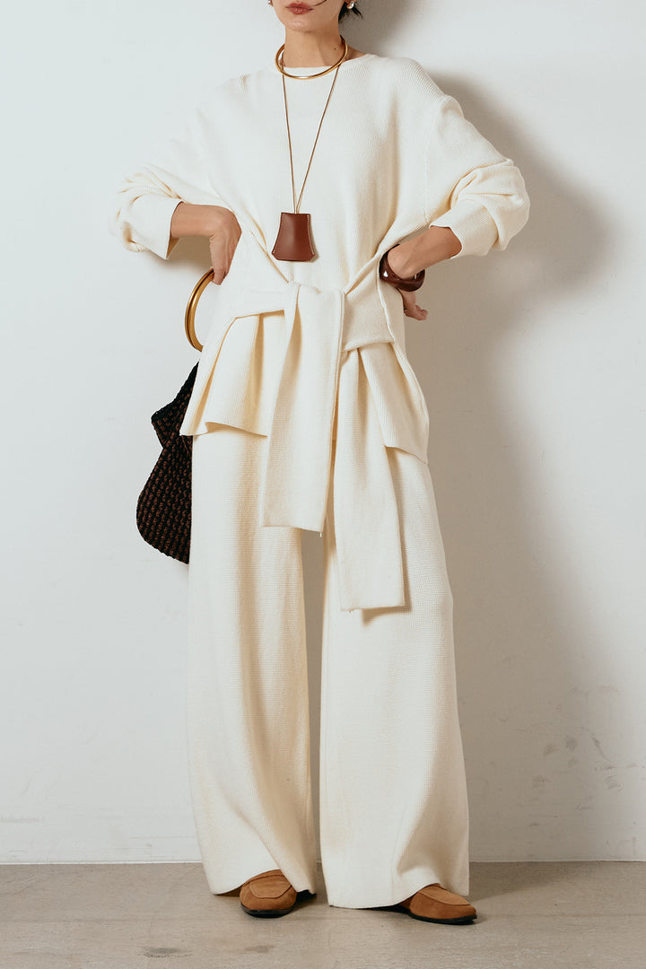 [SET]ウエスト巻きワッフルニットSETUP