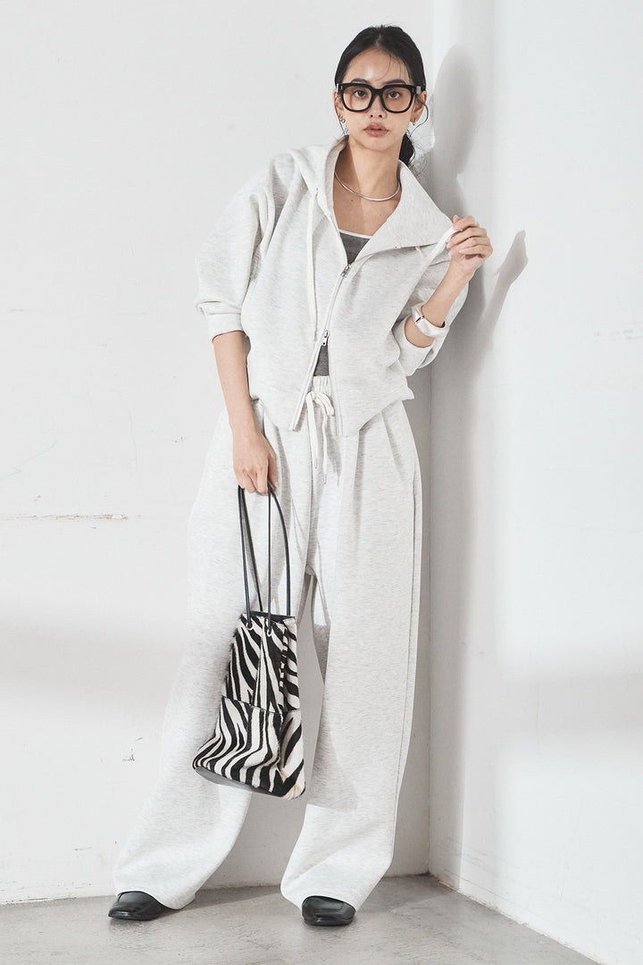 [SET]スウェットドルマンジップフードパーカー+スウェットコクーンイージーパンツ(2set)