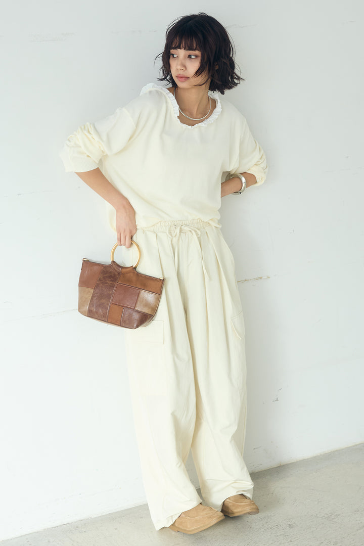 [SET]クールクール異素材コンビオフショルプルオーバー+撥水ジョガーパンツ(2set)