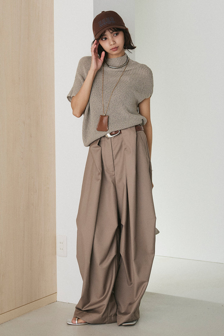 [SET]フレンチリブニットプルオーバー+ベルトループワイドパンツ(2set)