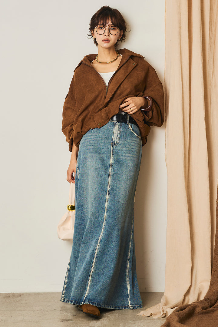 【即納】バルーンシルエットフェイクスエードブルゾン