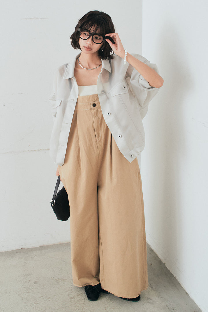 [SET]シアーダンボールサイドドロストジャケット+綿ツイルアシメサロペット(2set)