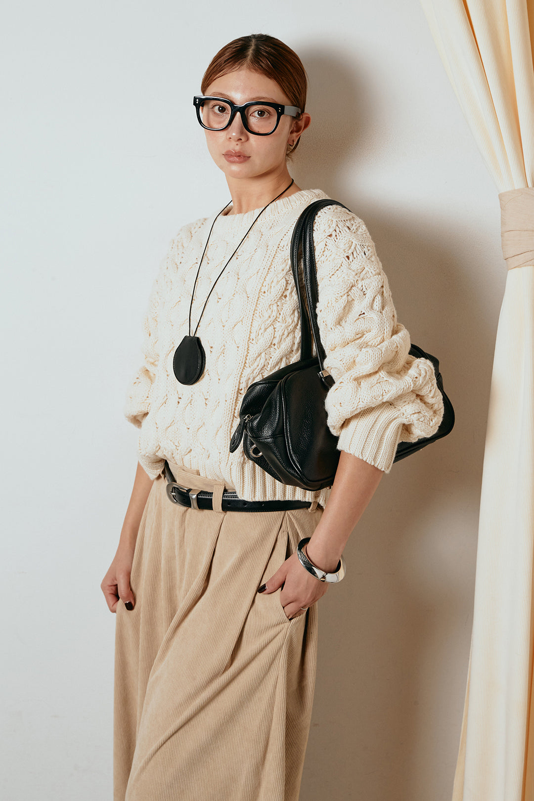 [SET]バルキーケーブルプルオーバー+コーデュロイサイドタックコクーンパンツ(2set)