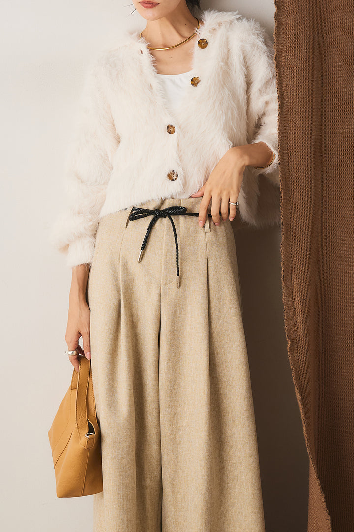 フェザーヤーン衿付きカーディガン