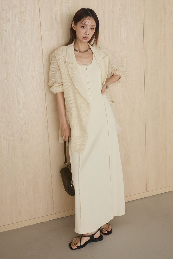 [SET]メッシュテーラードワイドジャケット+ノースリロングワンピース(2set)