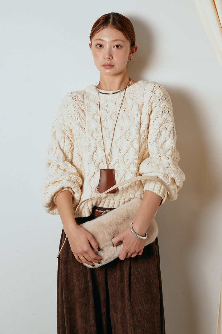 [SET]バルキーケーブルプルオーバー+コーデュロイサイドタックコクーンパンツ(2set)