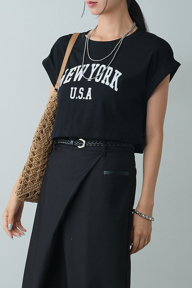 [着回しセット]ショート丈NEWYORKロゴTシャツ+ショート丈NEWYORKロゴTシャツ(2set)