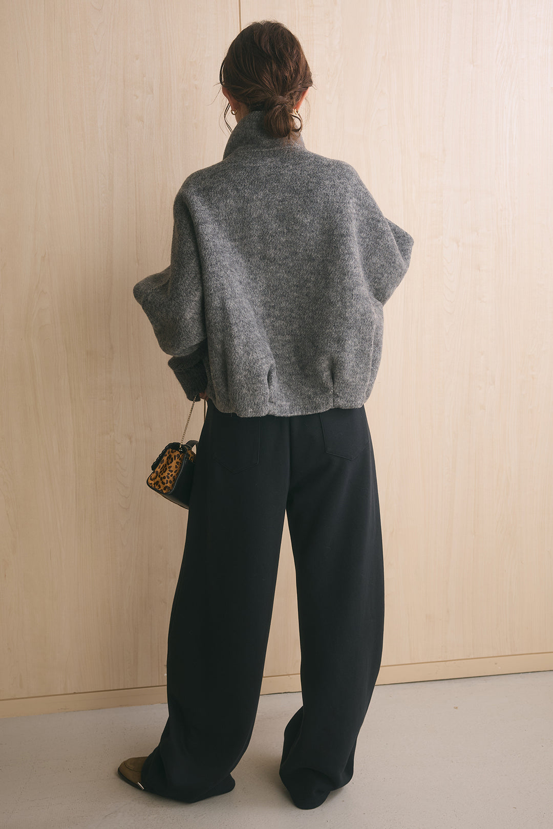 [SET]ウール混スタンドカラースリーブリブコート+ナポレオンディテールカーブパンツ(2set)