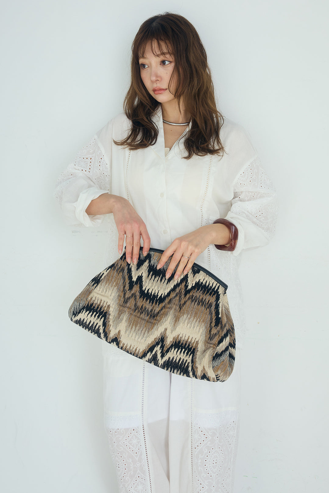 [SET]ローンレースオープンカラーシャツ+ローンレースイージーパンツ(2set)