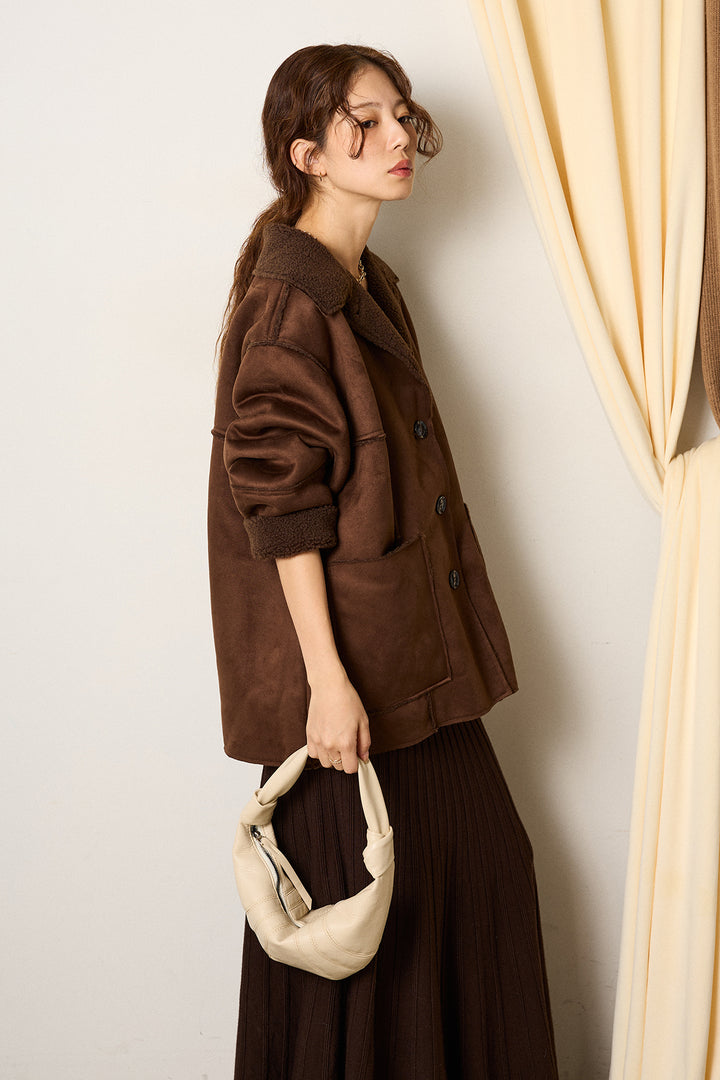 [SET]エコムートンカバーオール+編み地切り替えフレアニットスカート(2set)