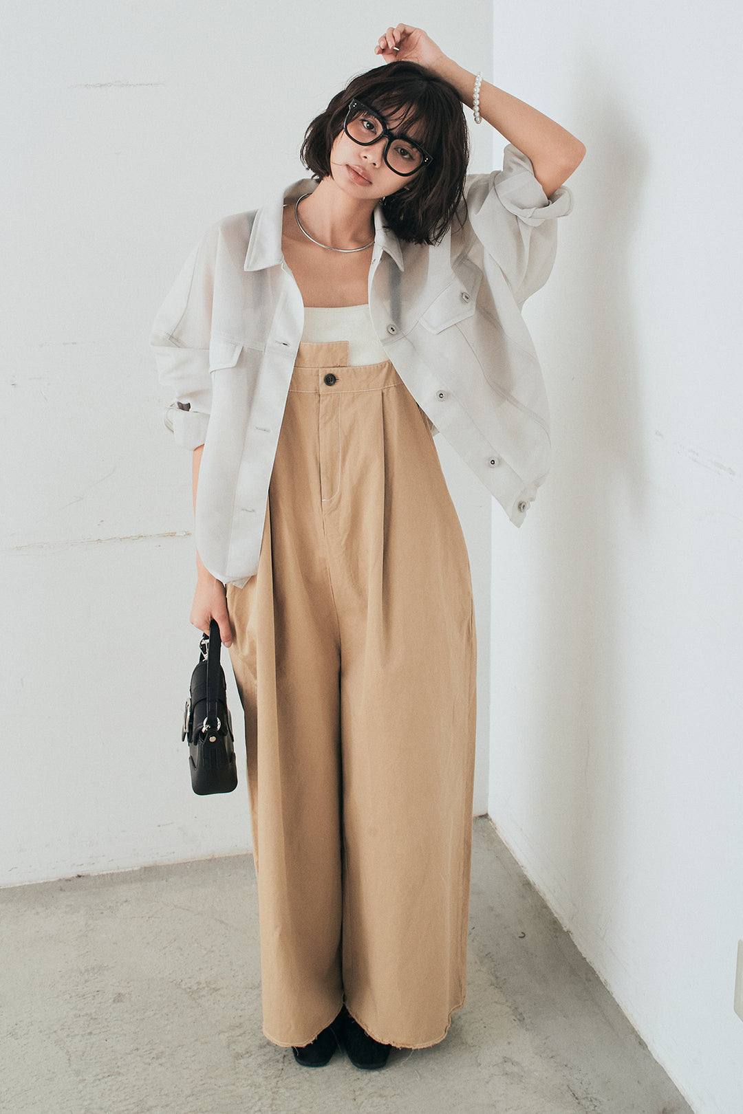 [SET]シアーダンボールサイドドロストジャケット+綿ツイルアシメサロペット(2set)