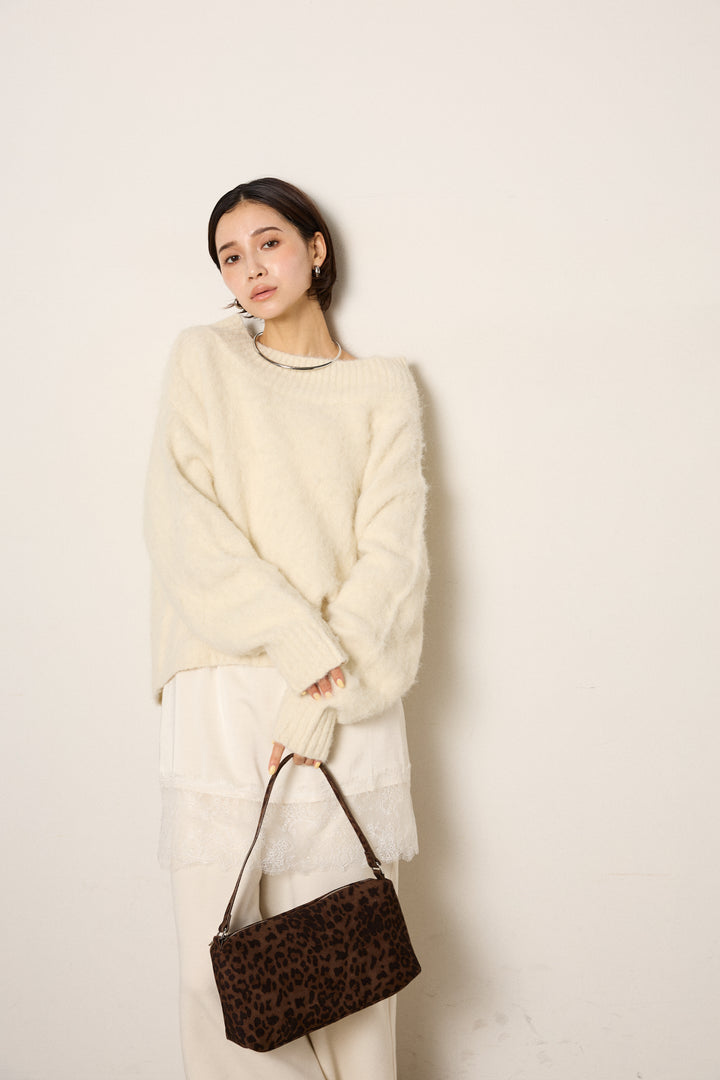 [SET]アルパカタッチオフショルニット+レース切り替えキャミソール(2set)