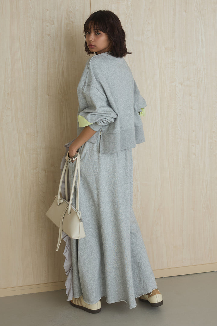 [SET]アームパッチスウェットプルオーバー+ビッグフリルスウェットロングスカート(2set)