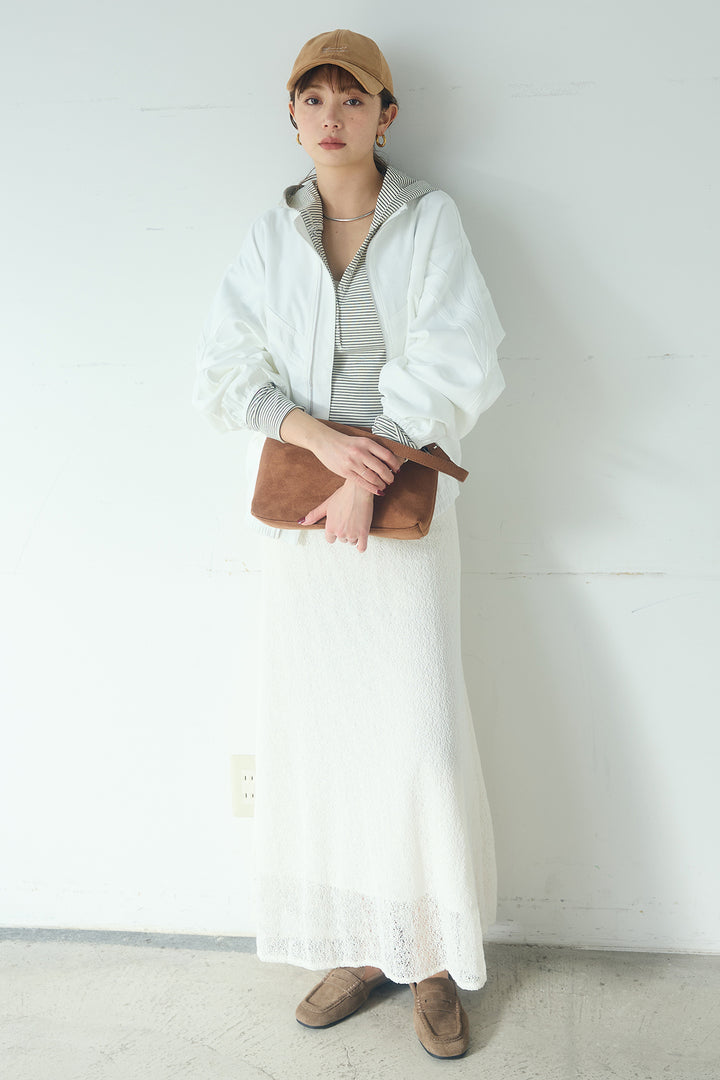 [SET]マルチ切り替えドルマンブルゾン+メッシュ刺繍ロングスカート(2set)
